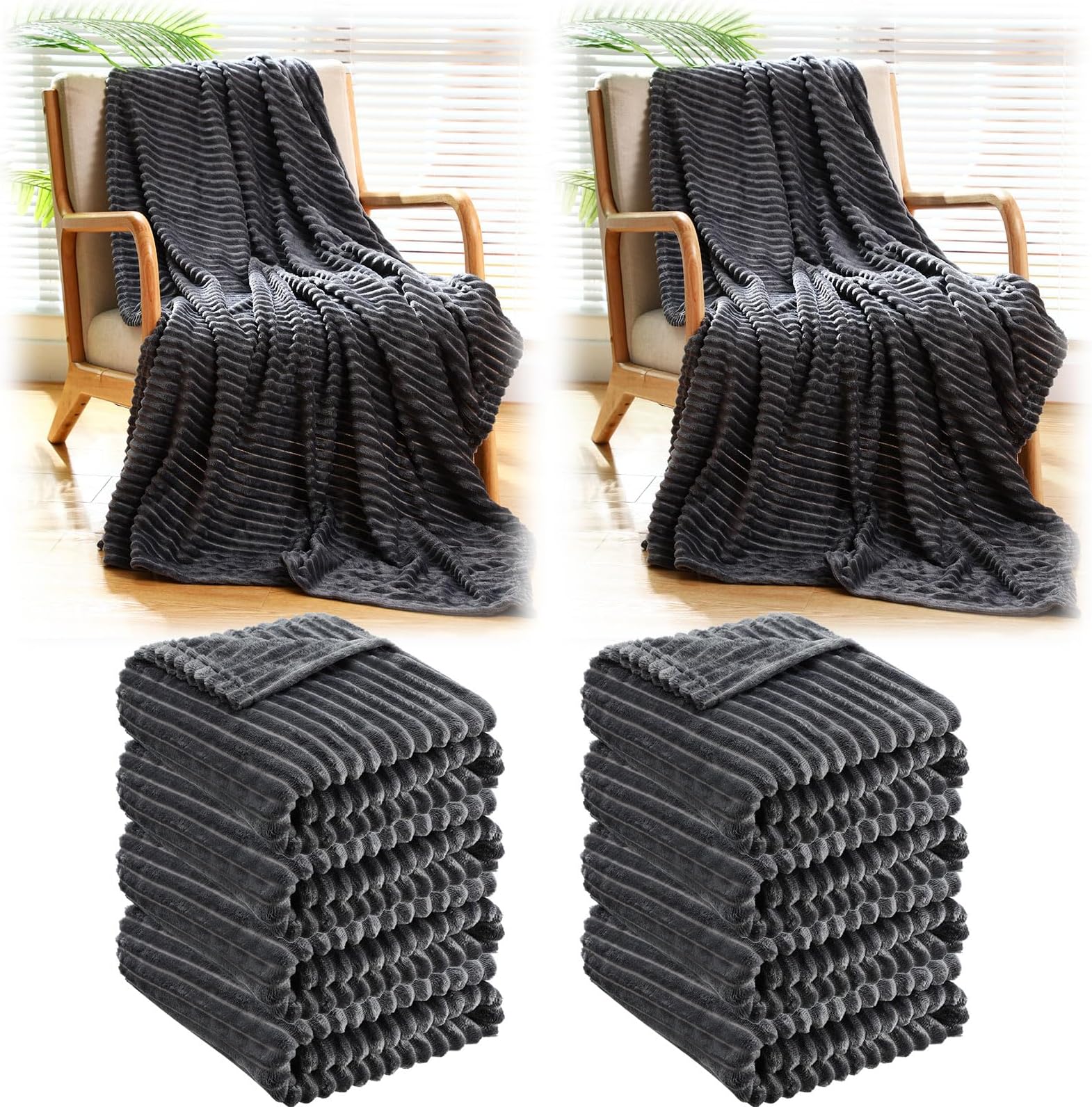 Buryeah 18 Pcs Flannel Blankets Bulk 50 x 60 Inch