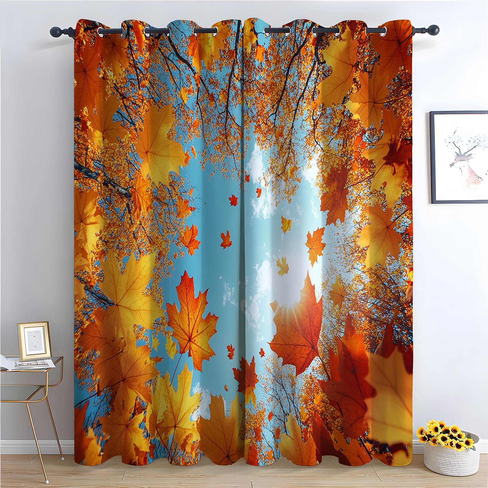 Rideaux vert émeraude plantation d'automne pour salon cosy et chaleureux