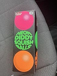 Tobar Neon Diddy Squish Ball Tactile Fidget Toys (Pack Of 3), 5.4 X 5.4 X 5.4 Cm