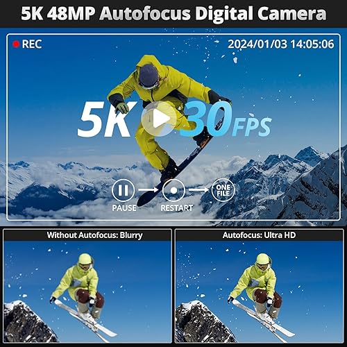 Miniatura 2 de Cámara digital 5K con cámaras delanteras y traseras para enfoque automático de fotografía, cámara de vlogging con visor para YouTube de 6 ejes