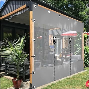Outdoor Clear Tarp Curtains, Gazebo Tarpaulin Side Panels, Tear Proof Tarpaulin with Eyelets, for Patio, Pergola, Porch, Gazebos Color Gray, Size 1x0.8m/3.3x2.6ft