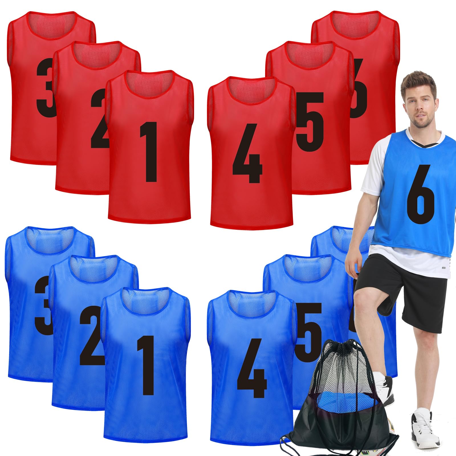 12/24/48Pcs Soccer Pinnies Youth, Scrimmage Team Practice Vests