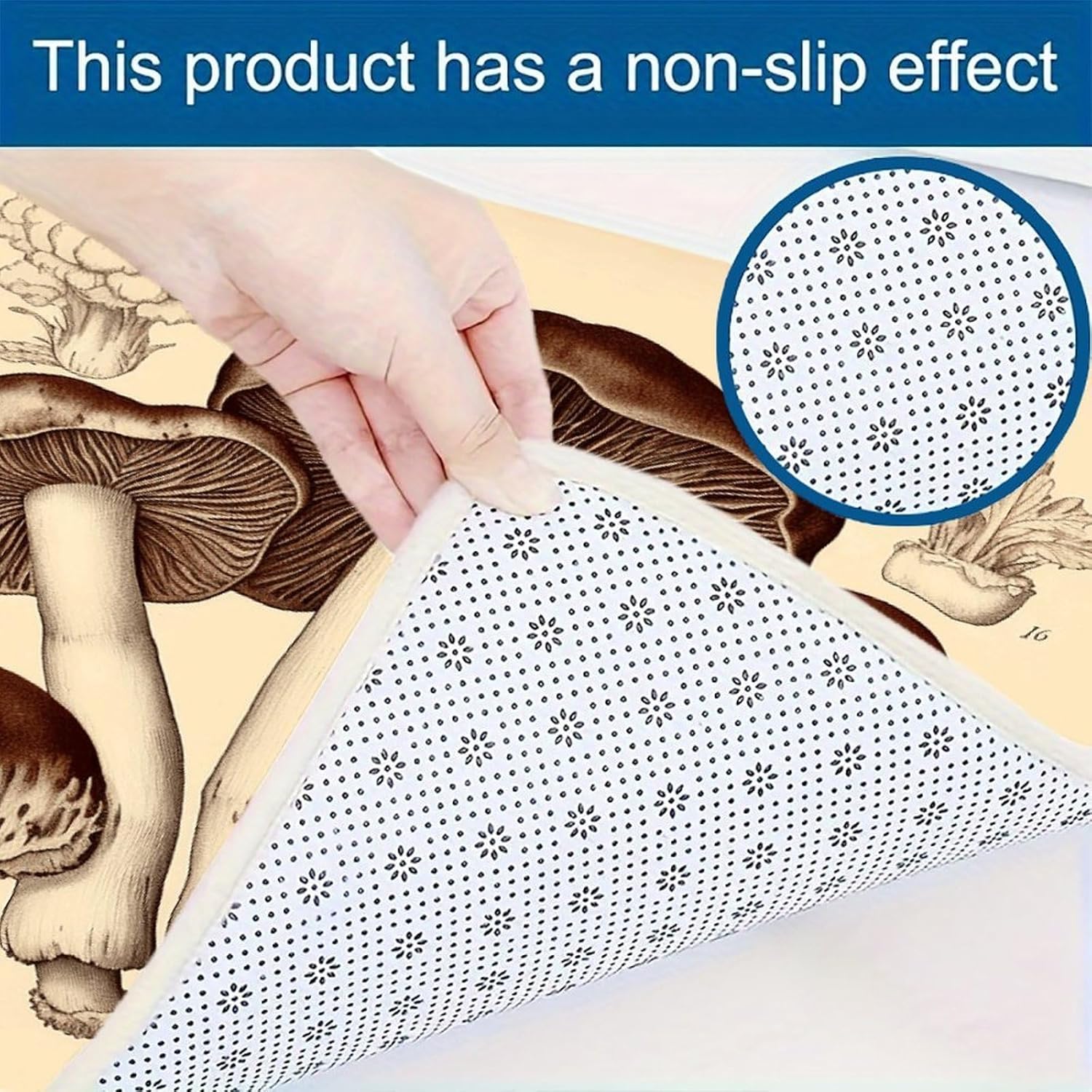 Vintage Mushrooms Drawing2 Kitchen Mats for Floor 3PCS Waterproof Low-Profile Kitchen Rugs Floor Mat Non Slip Anti Fatigue Mats Comfort Standing Mat Runner Rug Area Rug 6"x24"+20"x31"+17"x47"