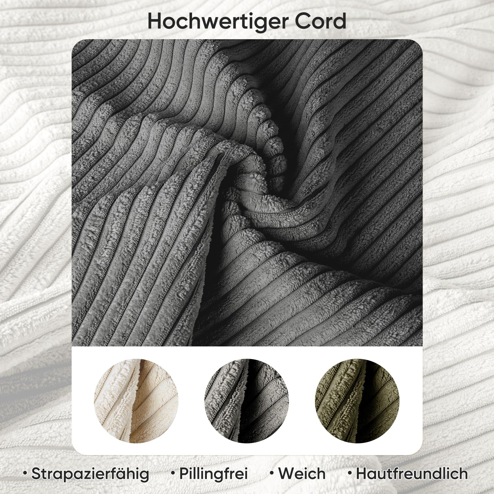 Esszimmerstühle 2er Set, Esstischstühle mit Cordbezug und Metallbeinen, ergonomische Küchenstühle armlehnlos für Esszimmer & Küche, Bequeme Stühle mit Schaumstoffpolsterung-Grau