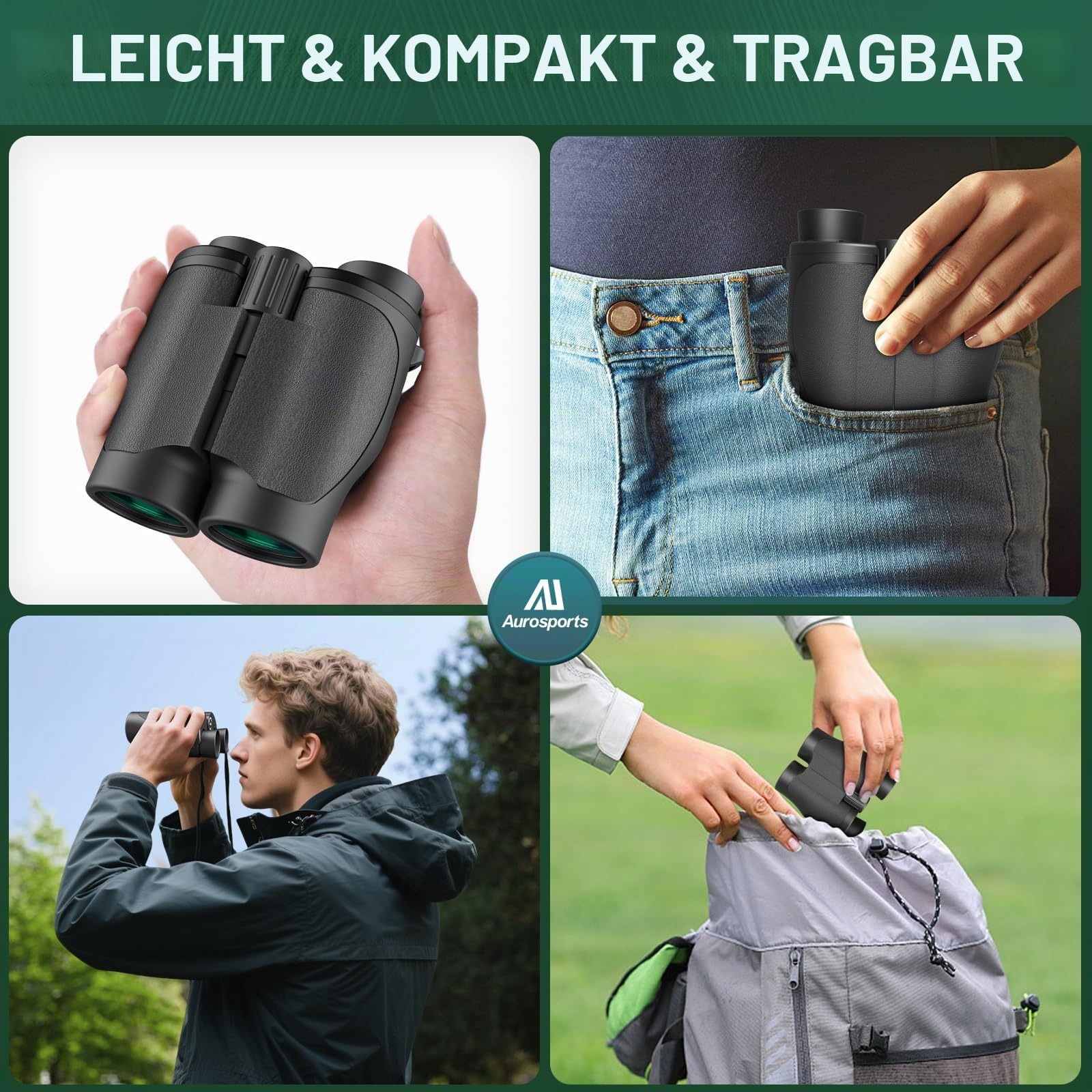16x32 Fernglas for Erwachsene Kinder - Aurosports High Powered Klein Fernglas für Vogelbeobachtung - HD Leichtgewicht Ferngläser für Jagd Kreuzfahrt Reise Konzert Wandern