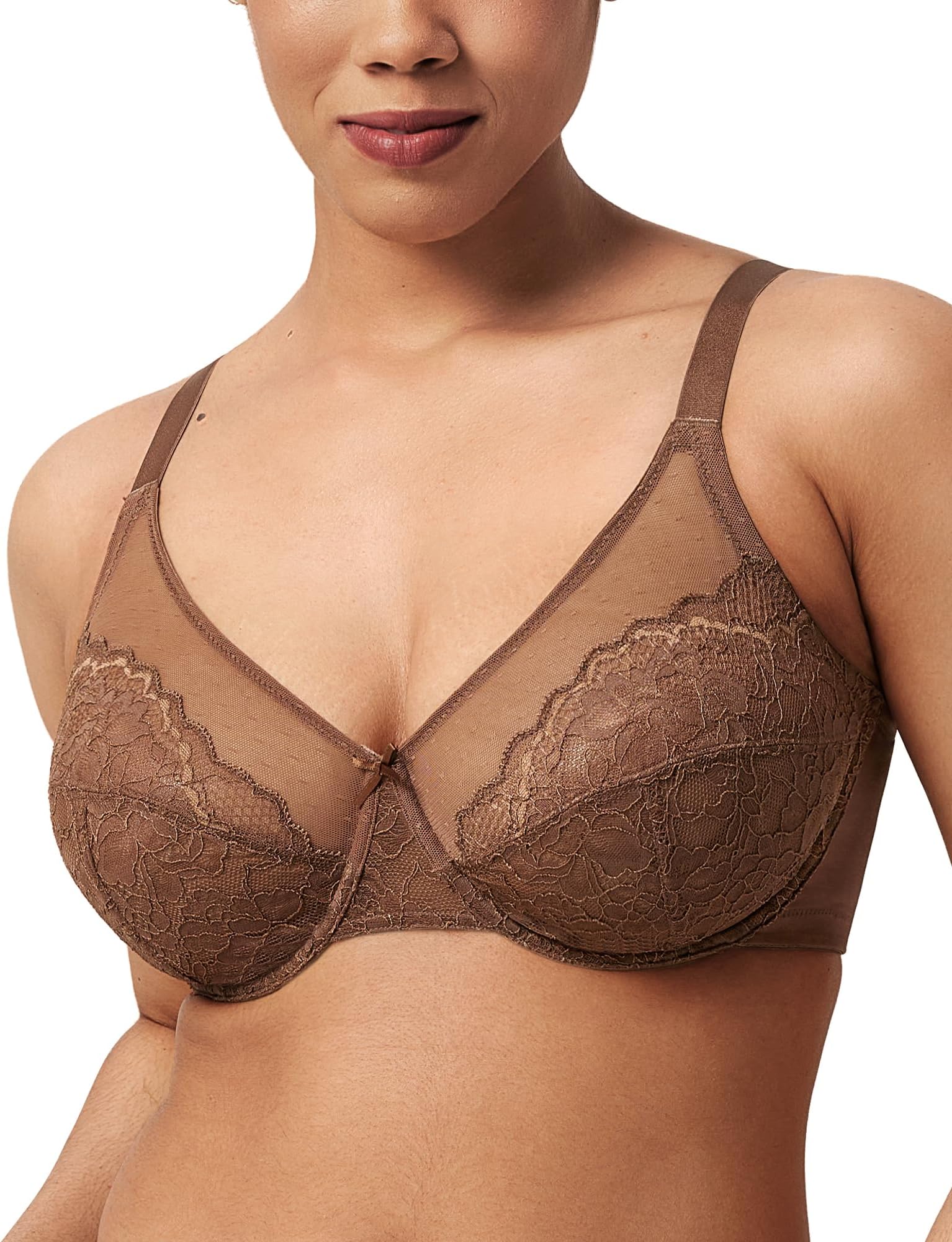 HSIA Minimizer Bras for Women Enchante Full Coverage Underwire Bras Plus Size Lifting Floral Lace Bra for Heavy Breast