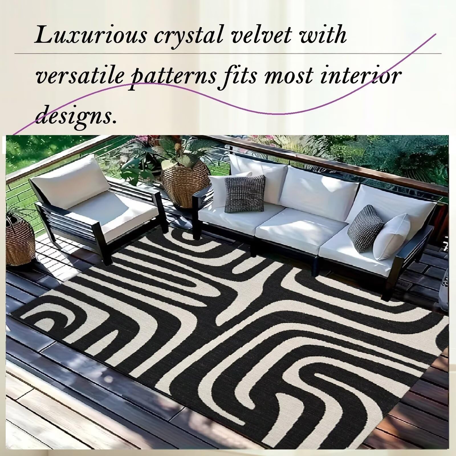 Tappeto Pesante per Esterni e Interni - Antiscivolo, Impermeabile e Resistente all'Usura. Per Balcone, Terrazzo, Giardino, Camper, Piscina. Pieghevole, Lavabile, Retro in Gomma.[100X200cm]