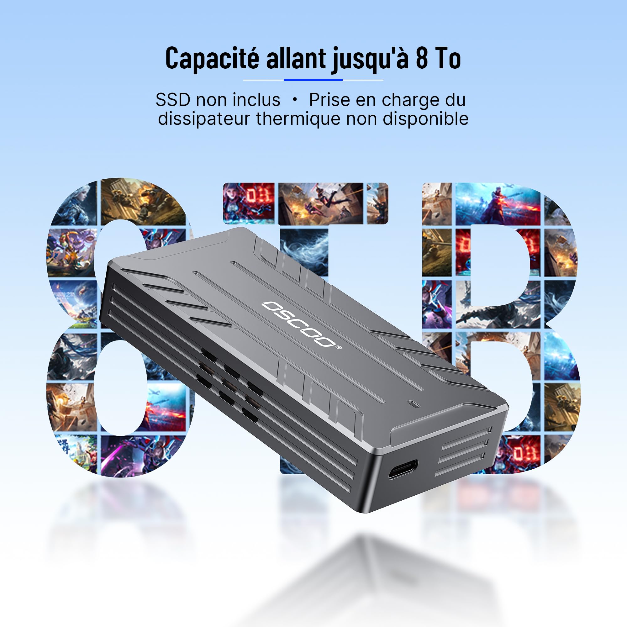 40Gbps Boîtier USB 4 NVMe Thunderbolt 4/3, Adaptateur SSD Externe