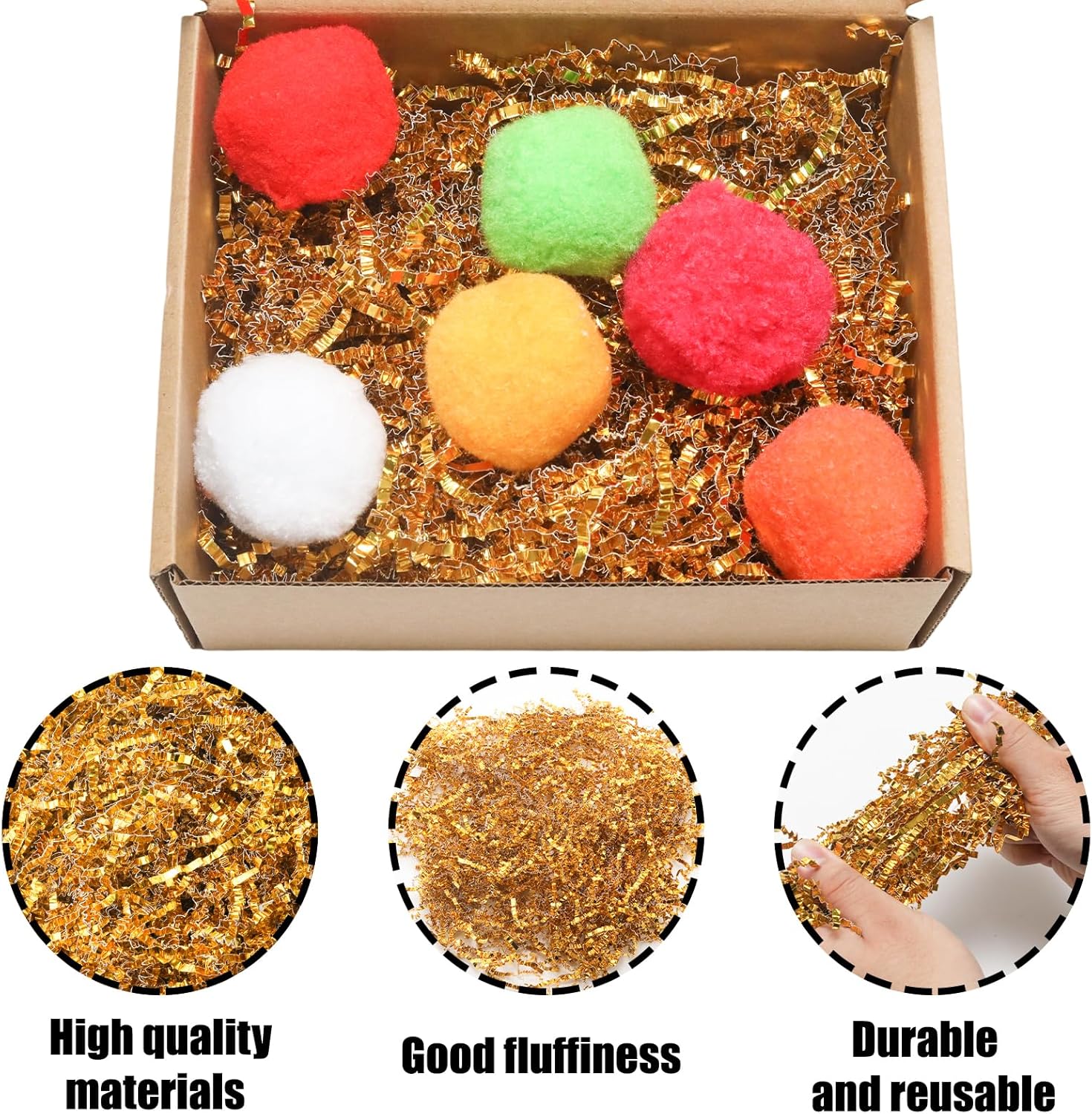 Funstreet 1LB Crinkle Cut Paper Shredded Paper Filler Gold Confetti Shreds for Gift Baskets Gift Box - Image 3