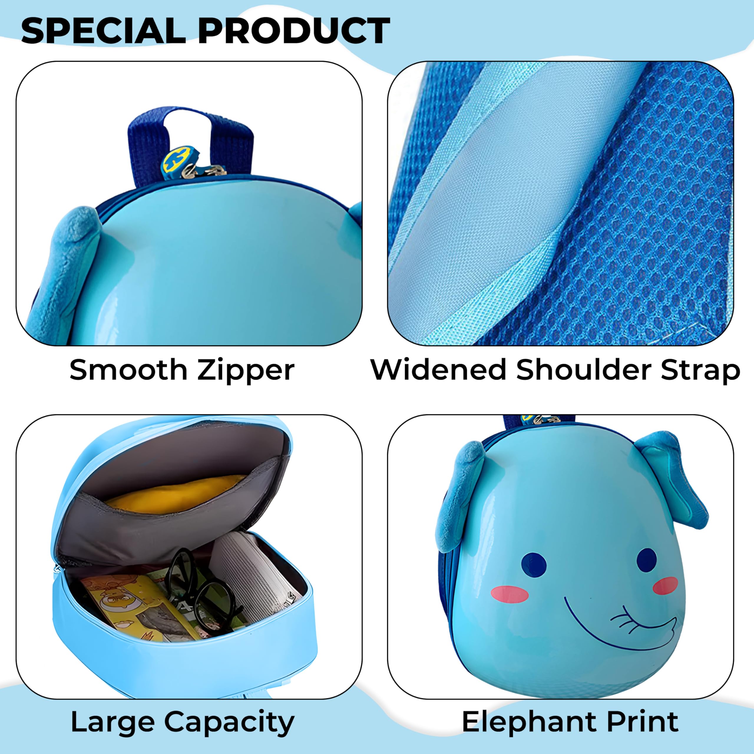 Kraptick Cute Cartoon Printed Bag β Lightweight Toddler Stylish Kid's School Backpack for Boys & Girls, Soft & Comfortable Kid's Bag, Perfect Travelling Bags for Picnic (Blue) 3