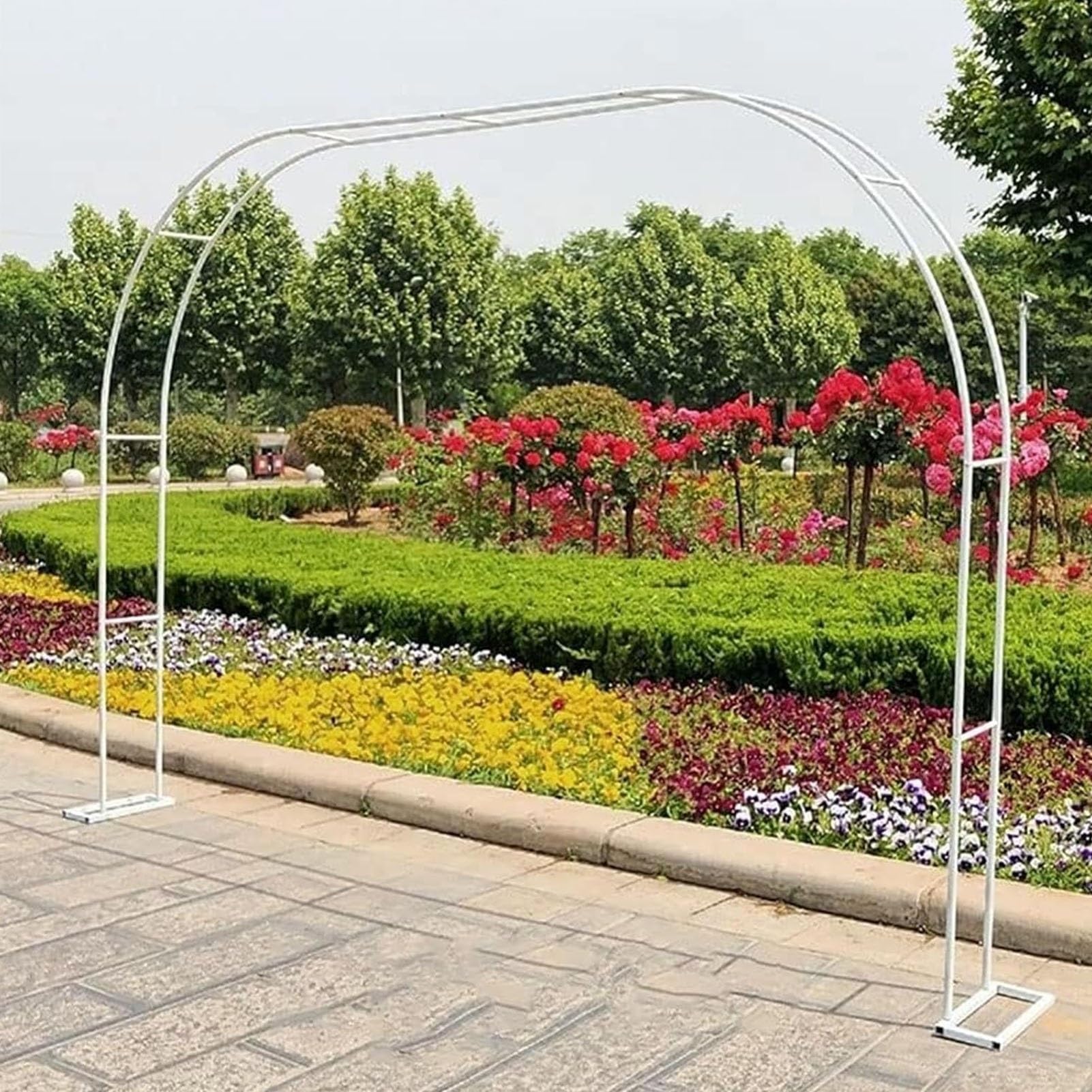 Arco de jardín decorativo para bodas y pérgola blanca de exterior para rosales