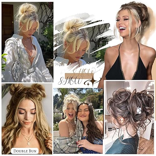 Miniatura 6 de Earfodo Moño desordenado, extensiones de cabello recogido, rizado, ondulado, cola de caballo sintético para mujeres y niñas