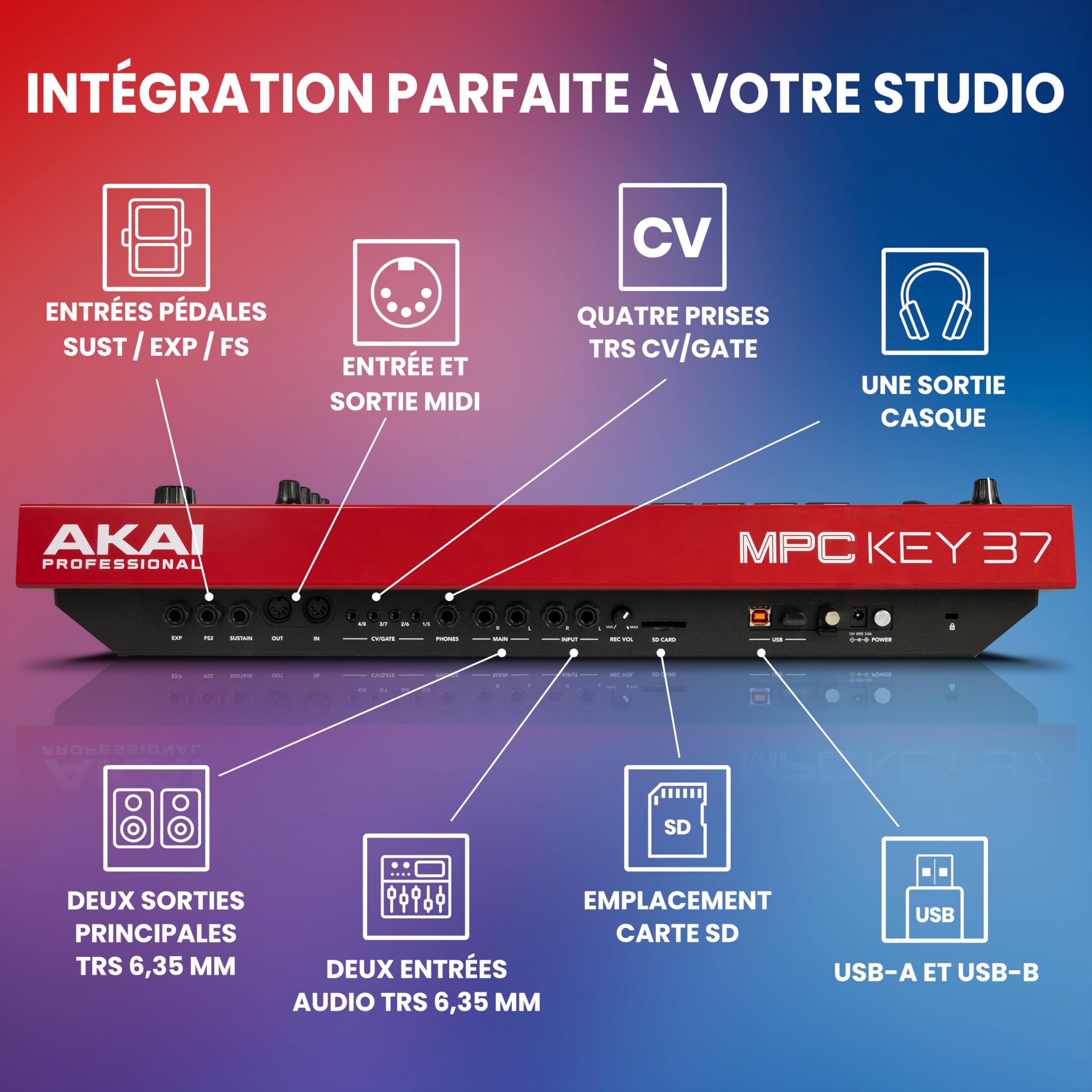 Akai Professional MPC Key 37 Synthétiseur de Production Autonome, Boîte à Rythmes, Clavier MIDI, avec Wi-Fi, Bluetooth, Écran Tactile, Plug-ins et Intégration Native Instruments