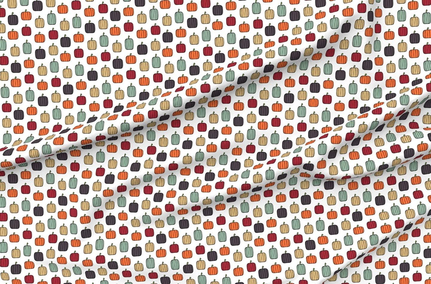 Spoonflower Fabric - Multi Pumpkins Fall Colors Thanksgiving Turkey Pumpkin Winter Orange Printed on Organic Cotton Sateen Fabric by The Yard - Sewing Quilting Apparel Home Decor
