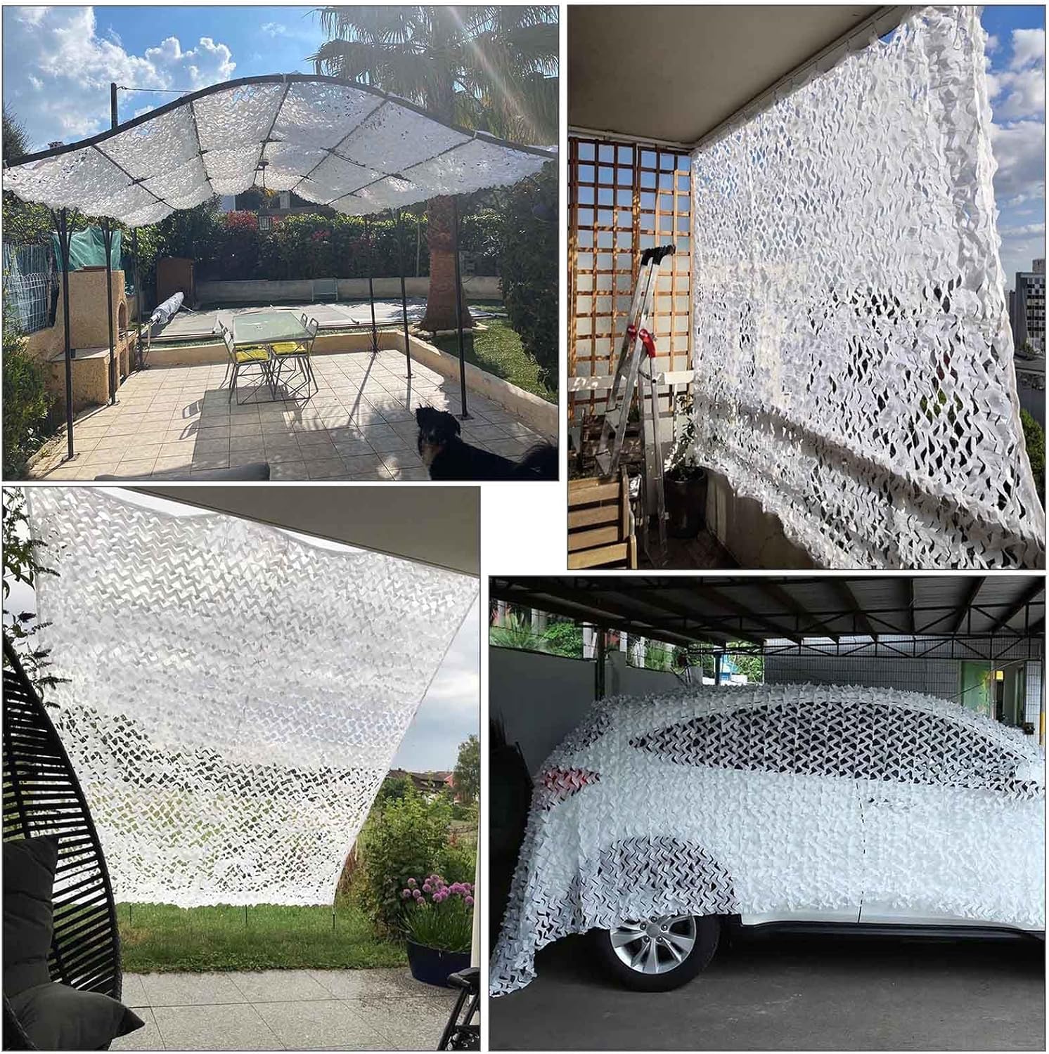 Camouflage Net Reinforced, 2/3/4/5/6/7/8m Military Net, Outdoor Hunting Camo Netting, Sunscreen Shade Net, White Camouflage Netting,1.5x6m(4.9 * 19.7ft)