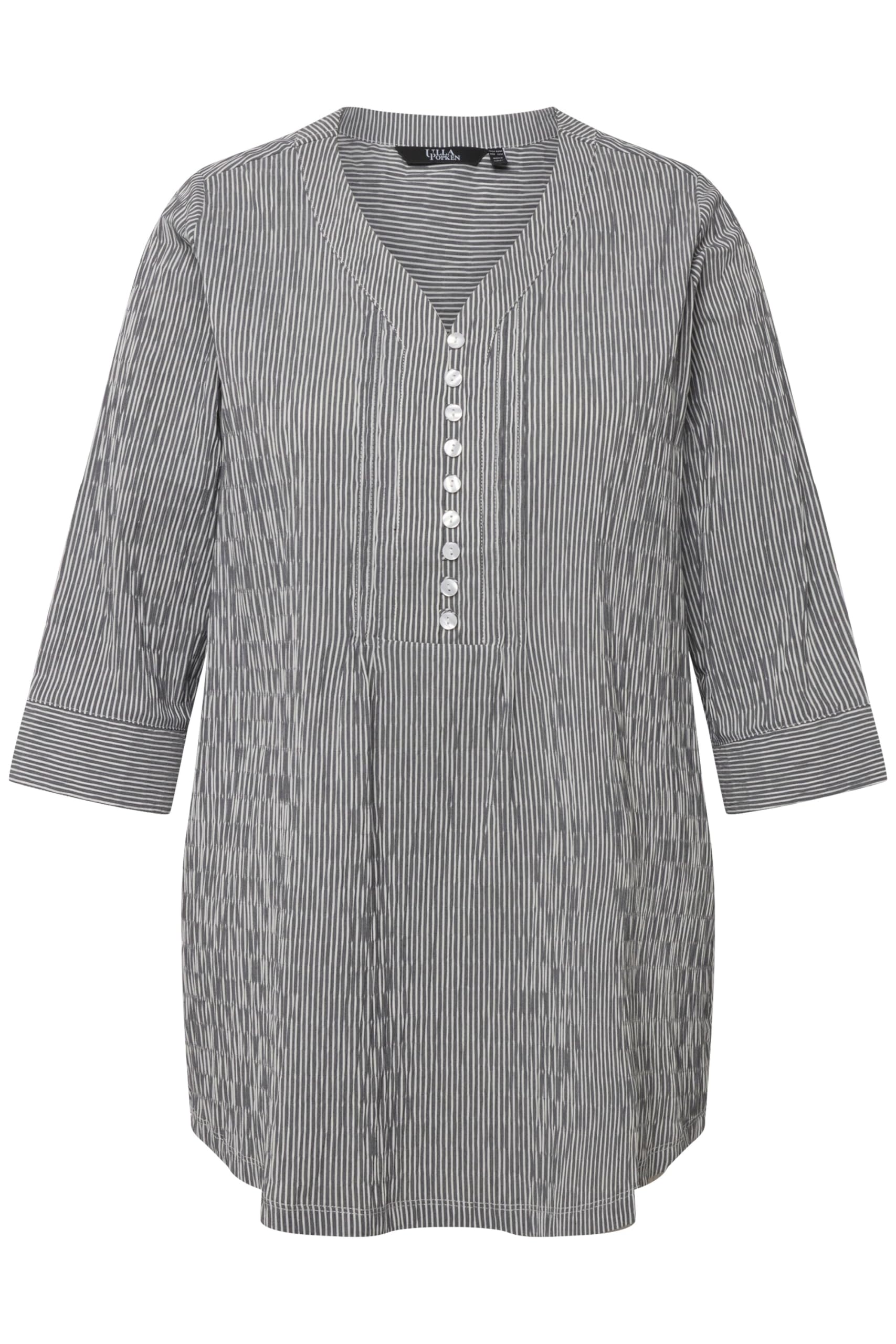 Ulla Popken Femme Grandes Tailles Tunique, Rayures, Structure crépon 797456