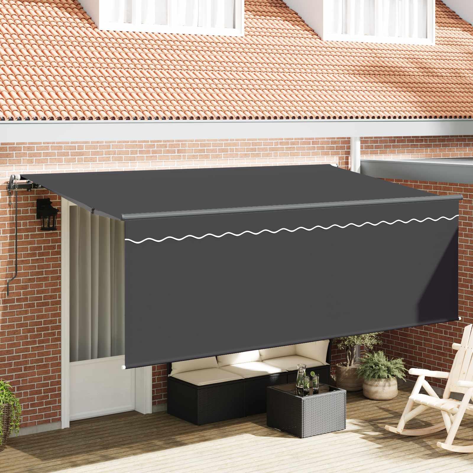 vidaXL Elektrische Markise, ausziehbar 4 x 2m, anthrazitgrau, aus Aluminium, wetterfester Stoff, inkl. Fernbedienung, UV- und Wasserschutz, 