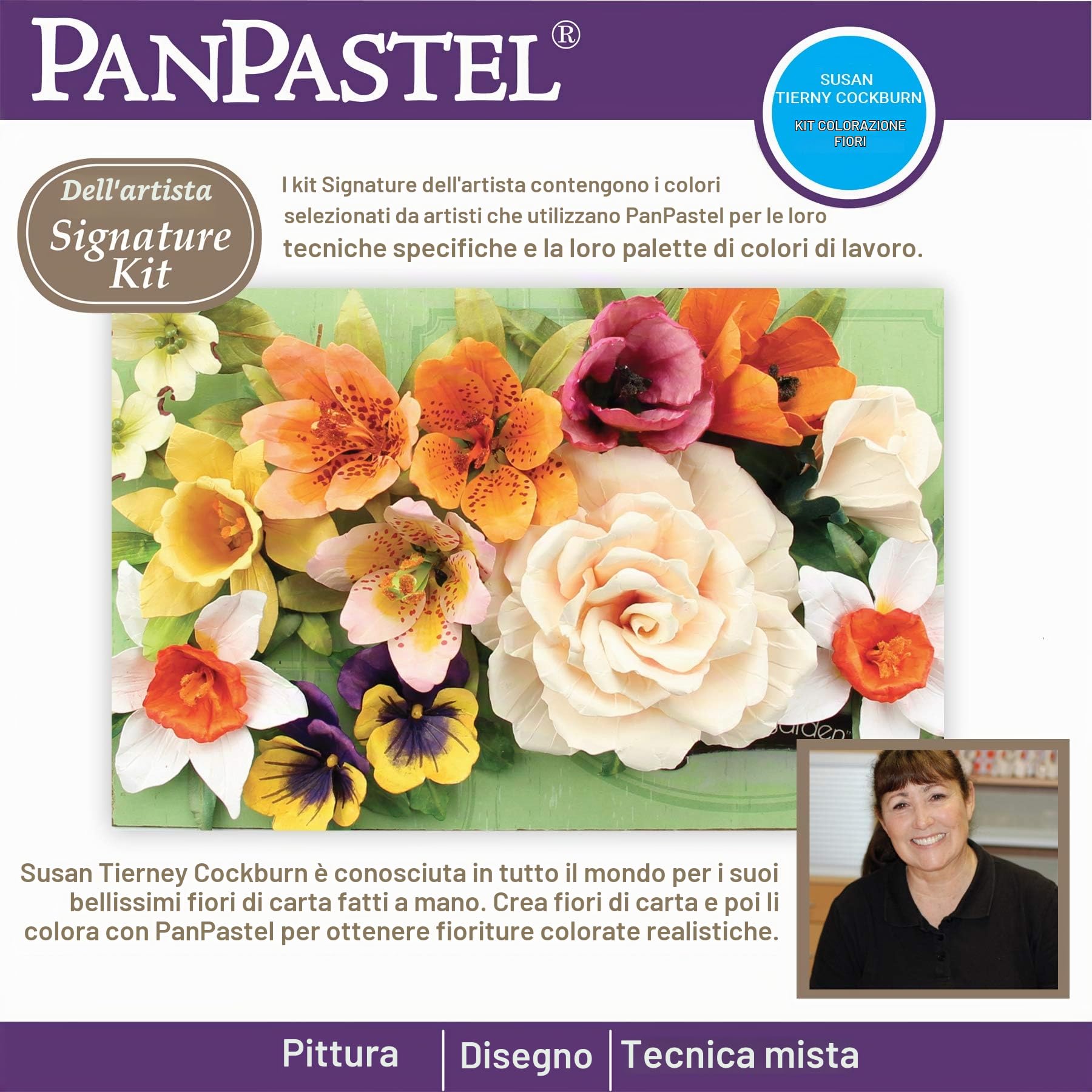 PanPastel 30115 Susan Tierney Cockburn Flower Coloring #1 Ultra Soft Artist Pastel 10 Kit di colori w/Sofft Tools & Palette
