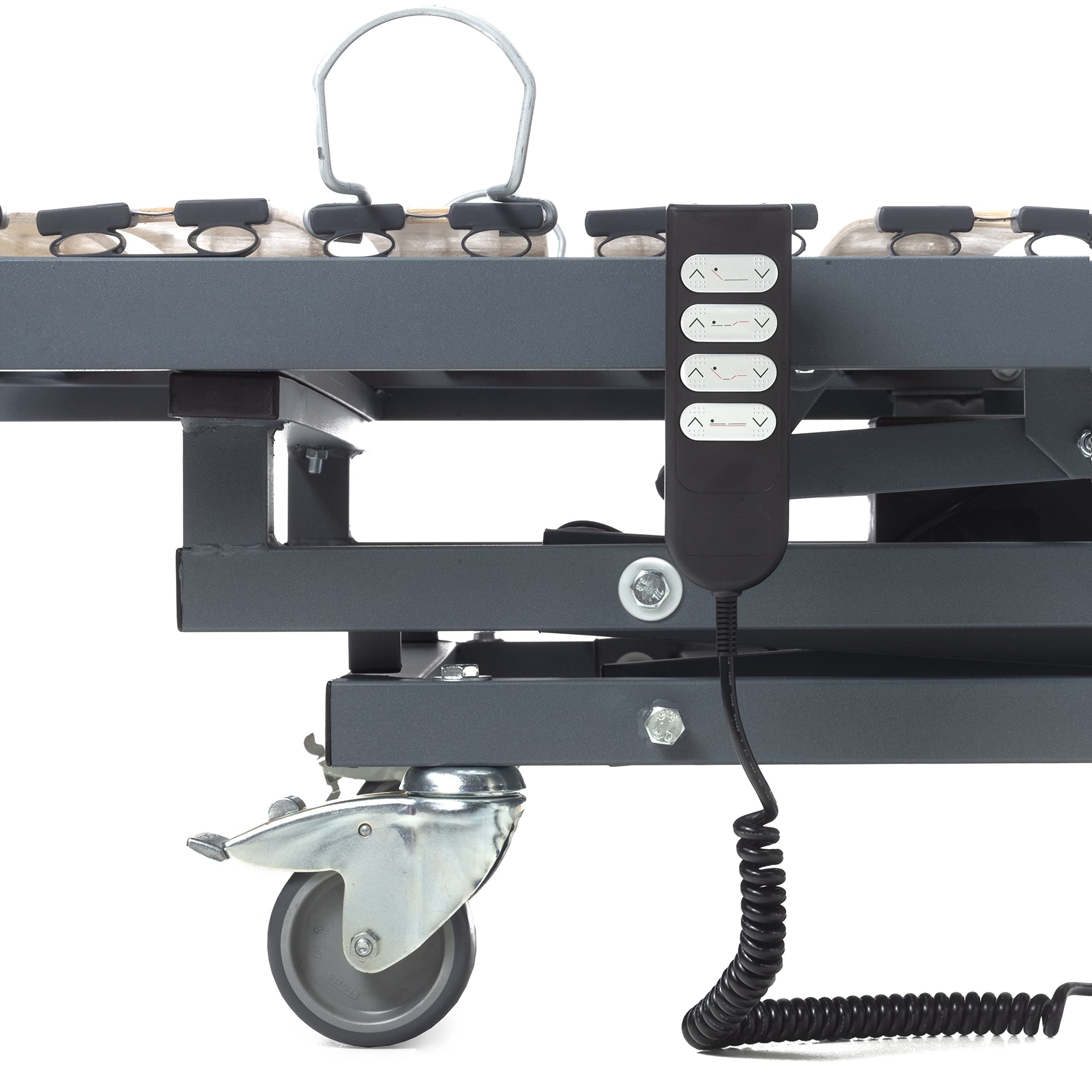 Ferlex - Letto snodato geriatrico con carrello elevatore (105 x 190, ringhiere + materasso sanitario)
