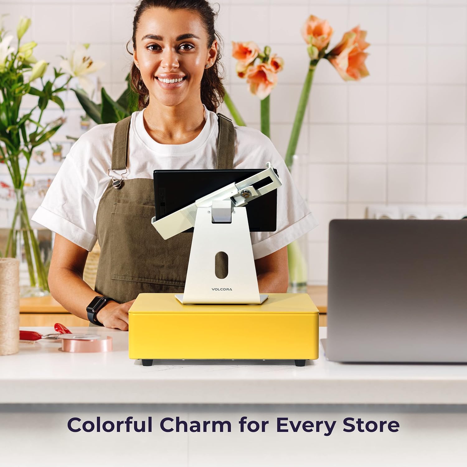 Volcora Cash Register Drawer for (POS) Point of Sale System with Round Corner 13", Removable Coin Tray, 4 Bill/5 Coin, 12-24V, RJ11/RJ12 Key-Lock, Media Slot,Cash Till, for Business, Yellow