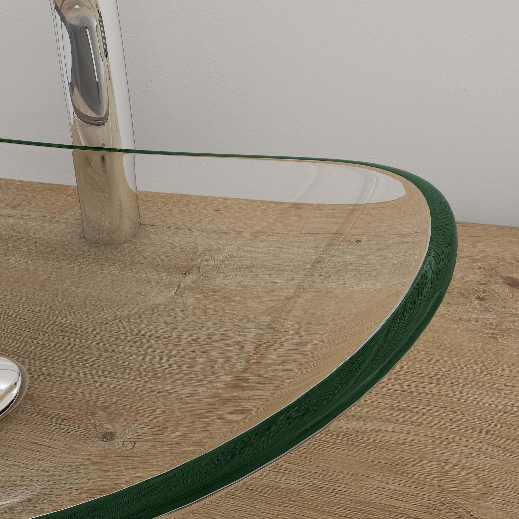 Mai & Mai Lavabo da Appoggio 53,5x35,5x16cm in Vetro Temperato, Lavandino Bagno Ovale Trasparente, Minerva08