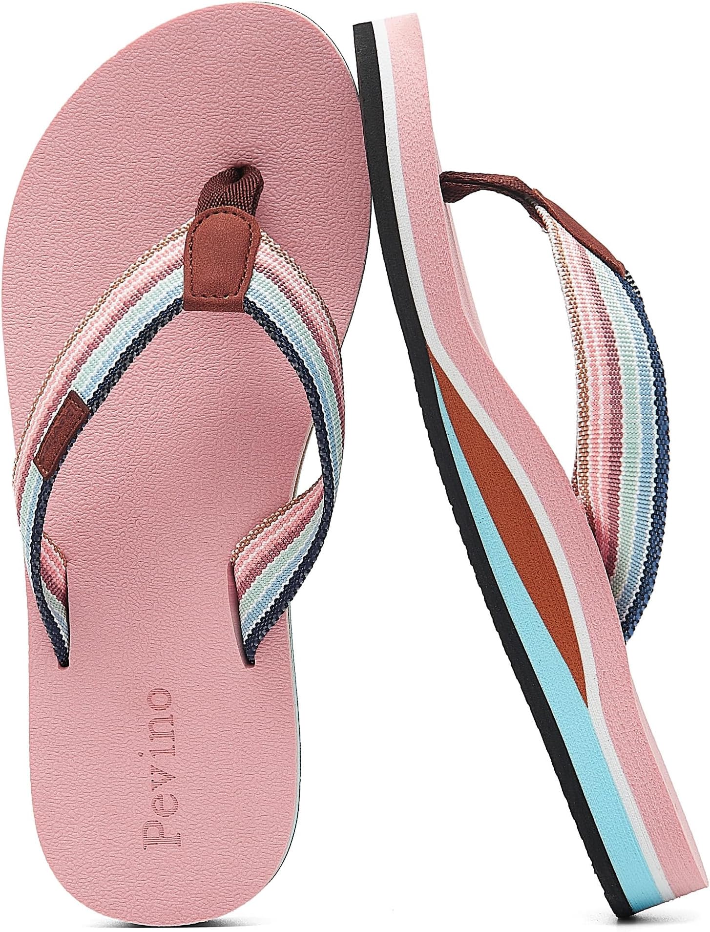 Pevino Women's Orthotic Flip Flops,Casual Comfortable Yoga Mat Thong Sandal with Arch Support