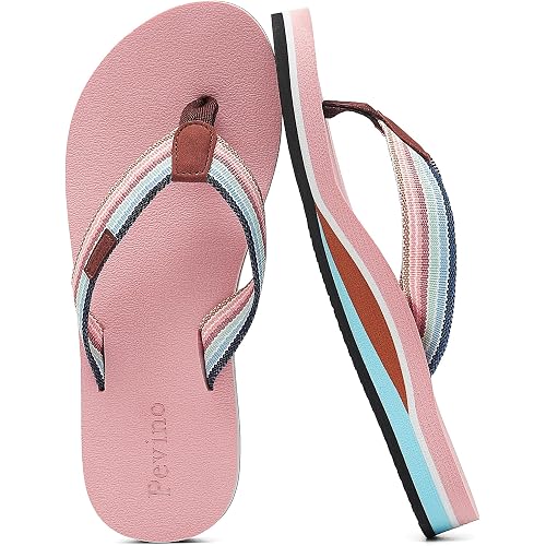 Pevino Women's Orthotic Flip Flops,Casual Comfortable Yoga Mat Thong Sandal with Arch Support