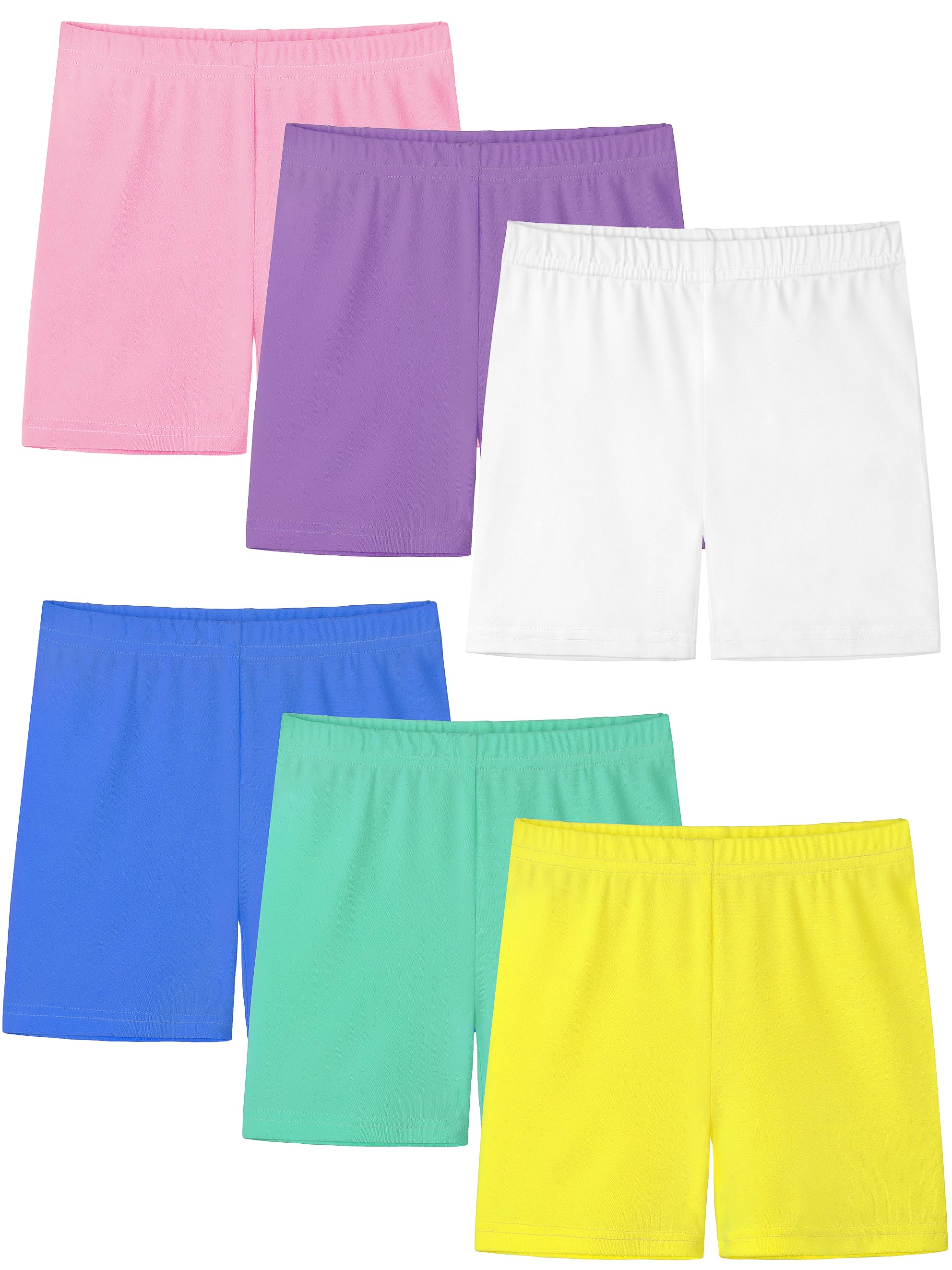 Resinta 6 Pack Girls Bike Shorts Under Dress Dance Cartwheel Shorts for Toddler Kids Summer Clothes Multicolor