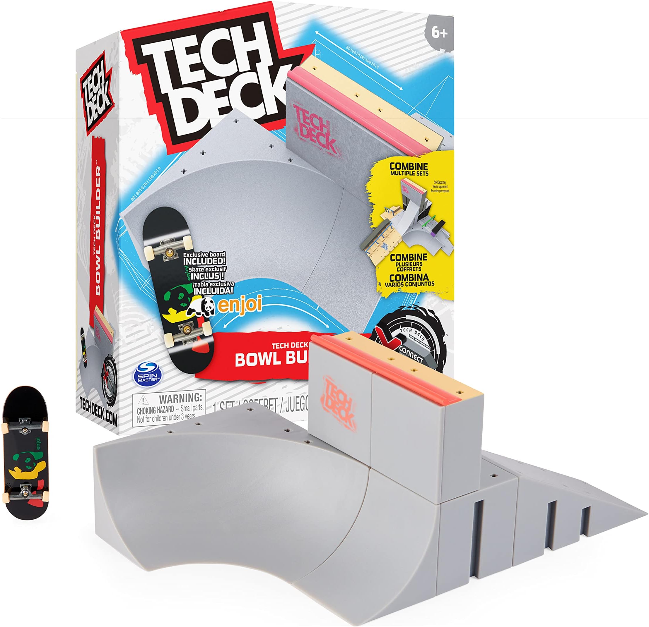 Bowl Builder X-Connect Park Creator, Customizable and Buildable Ramp Set with Exclusive Fingerboard, Kids Toy for Ages 6 and up