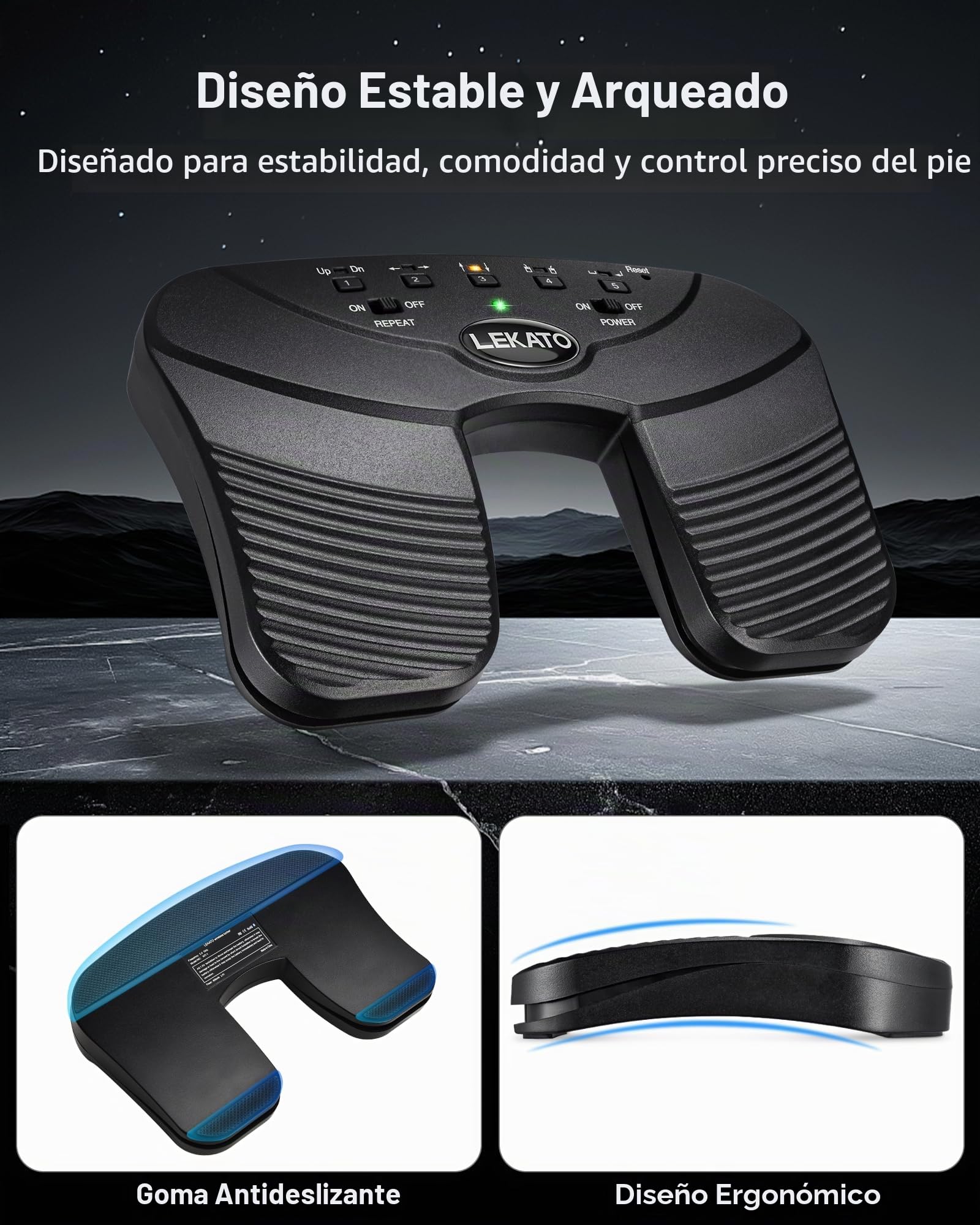 LEKATO Bluetooth Page Turning Pedal, Pedal de giro de página Bluetooth, volteador de página de música recargable, controlador de pie para iPad, tableta y teléfono inteligente