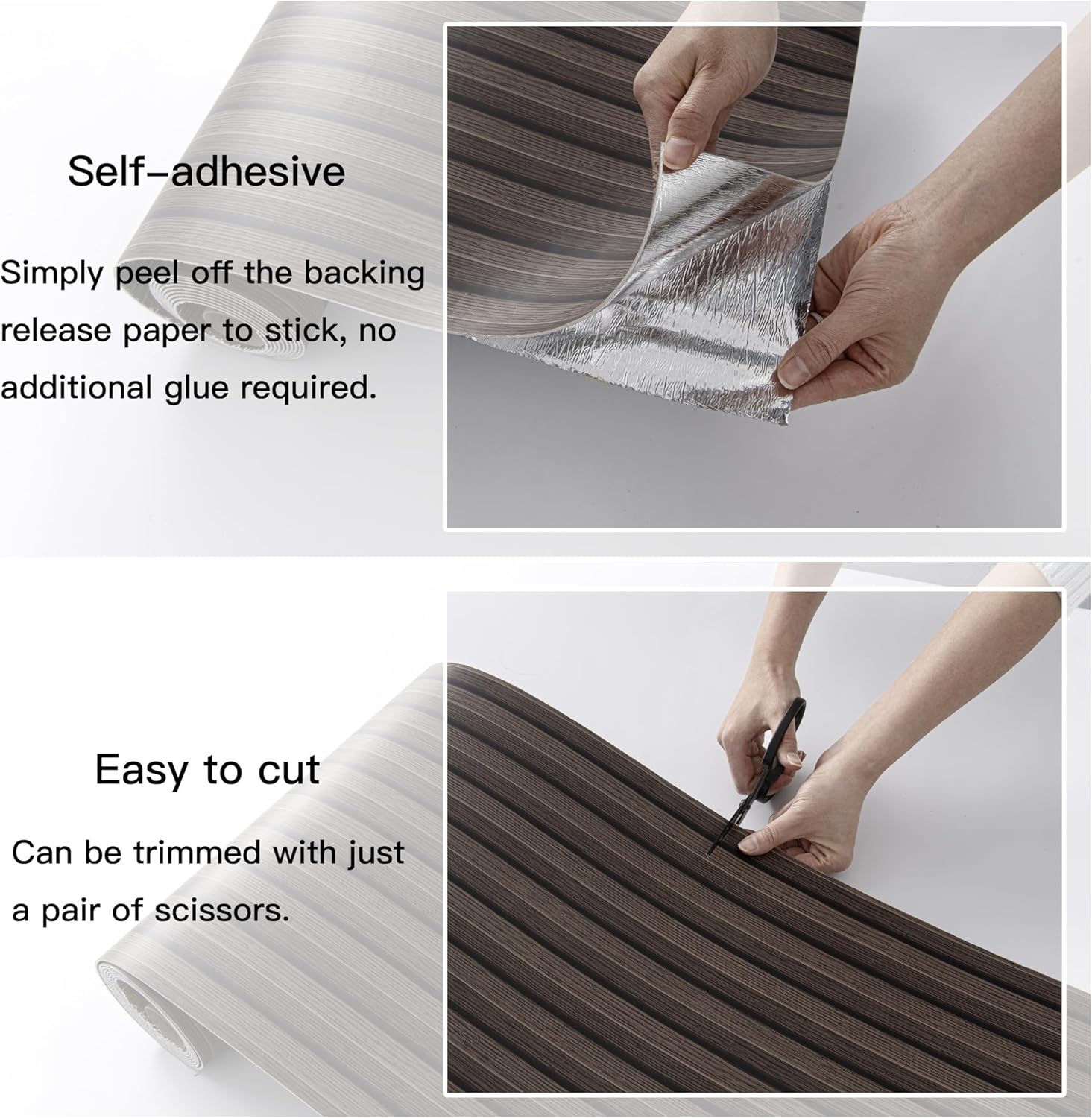 Peel and Stick PVC Slat Wall Panels, Wood Grain Self-Adhesive Soundproof Moisture-Resistant Paneling, 3D Faux Wood Panels for Bedroom Bathroom Walls & Ceilings 118"x15.75"(Dark Walnut,13Sq.ft)