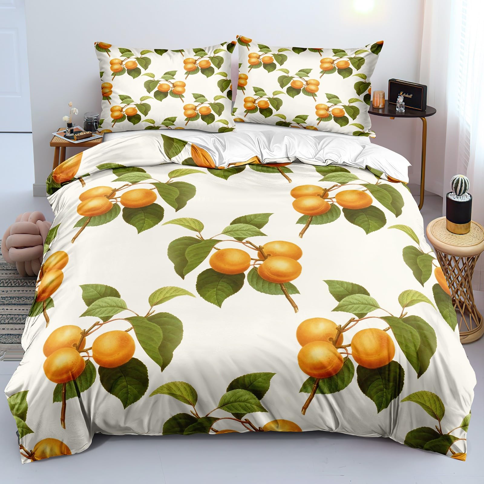 Housse de couette 240x260 cm fruit 3d réversible en microfibre pour lit king size