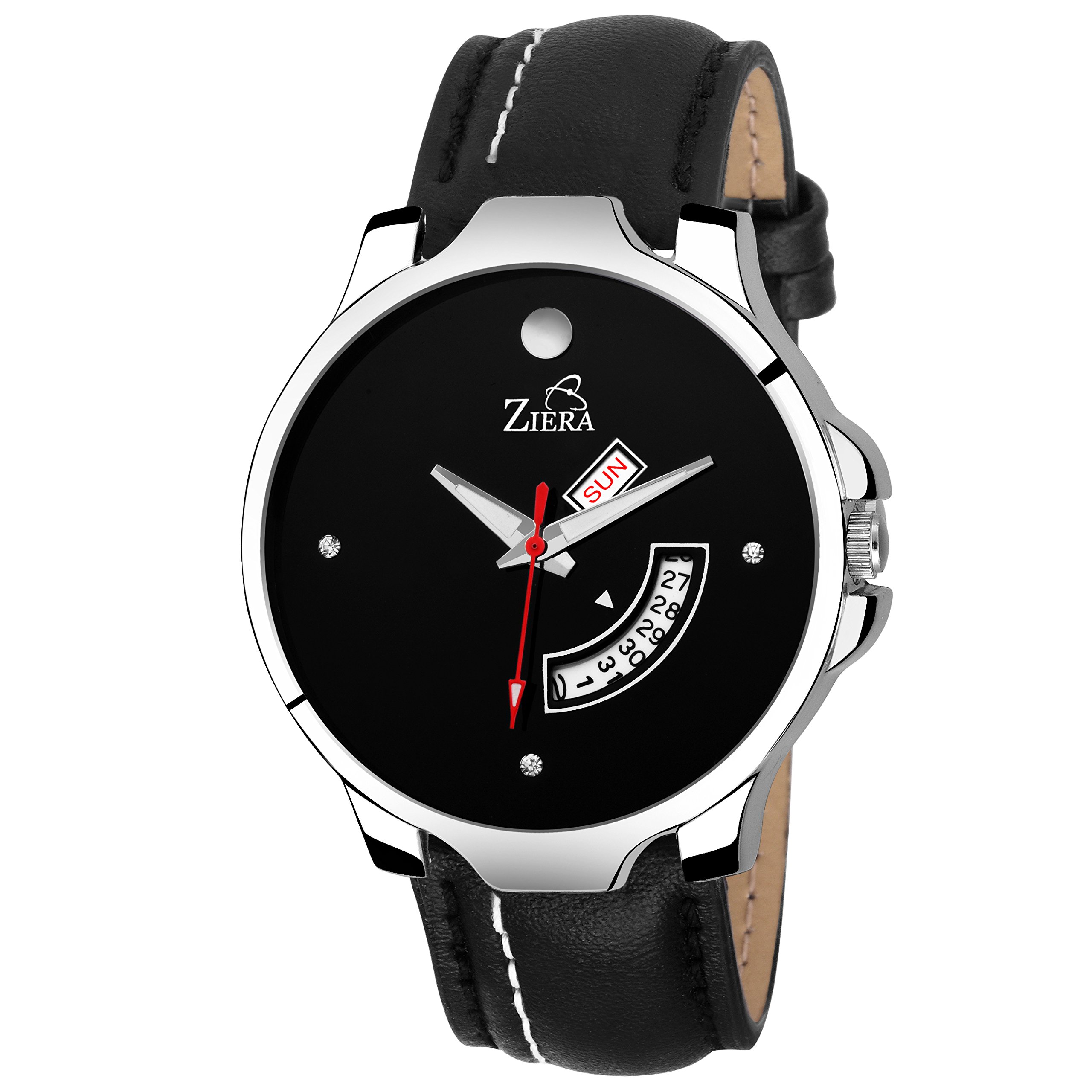 ZIERA ZR7075 Black Leather Strap Day & Date Boys Watch Watch - for Men (B07DB8WQ3R) Amazon Price History, Amazon Price Tracker