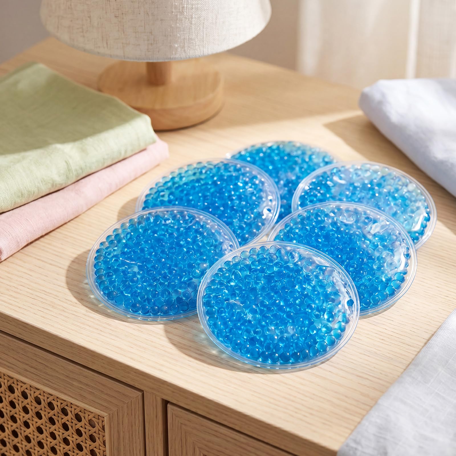 TrelaCo 150 paquetes de hielo redondos de gel para pequeñas cuentas reutilizables, compresas frías y calientes suaves para aliviar el dolor, dolor de muelas, fiebre, dolor de cabeza, cara, ojos