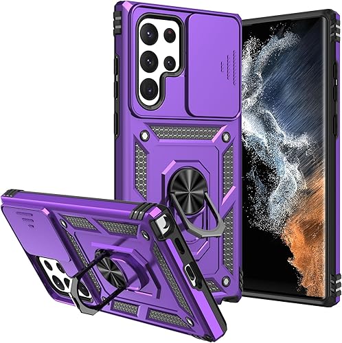 Miniatura 7 de Funda para Samsung Galaxy S22 Ultra, con funda para cámara, grado militar de 16 pies. Funda protectora a prueba de caídas con soporte magnético para