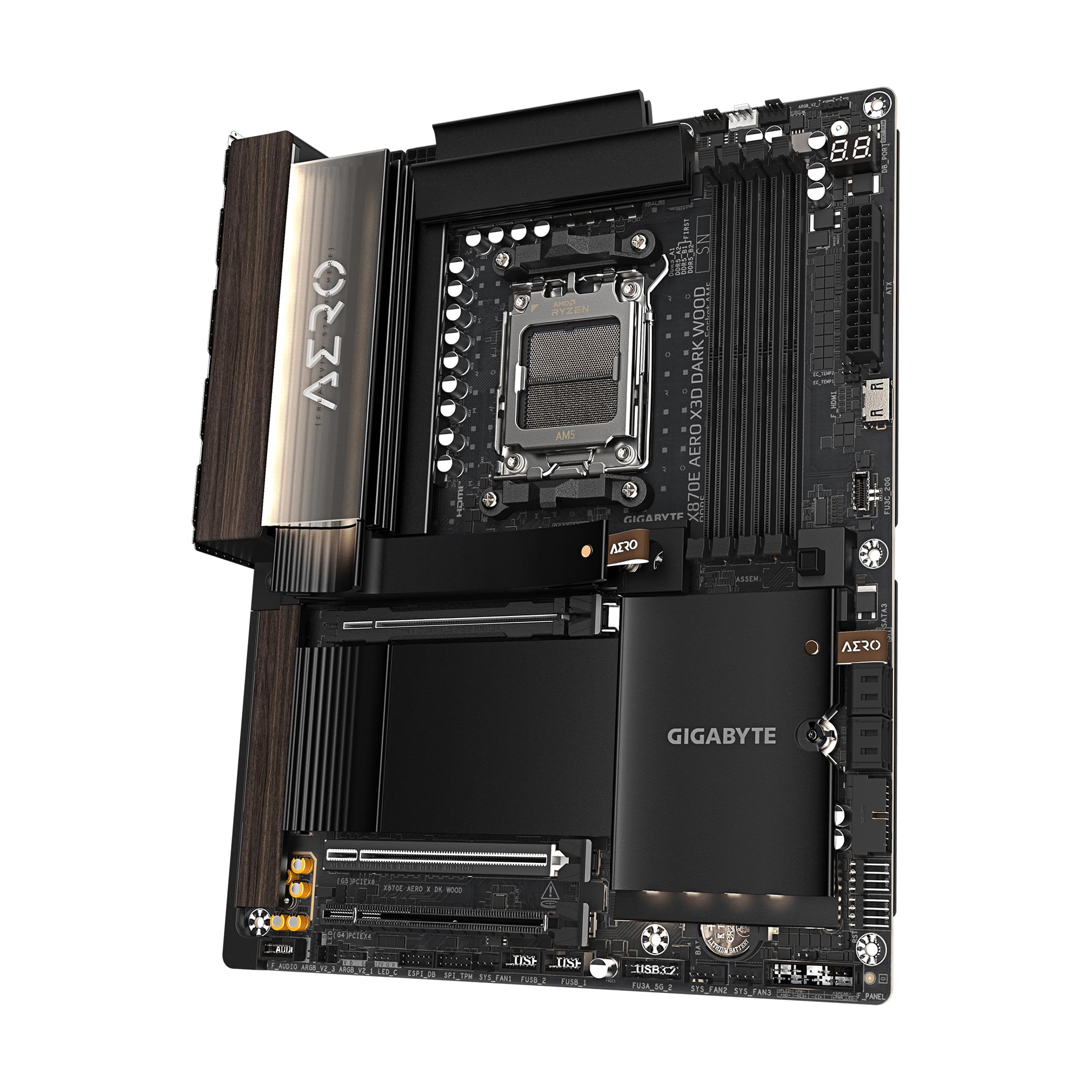 GIGABYTE X870E Aero X3D Carte mère AMD AM5 ATX, Compatible Ryzen 9000/8000/7000, DDR5, 16+2+2 Power Phase, 4X M.2, PCIe 5.0, USB4, WIFI7, Dual 5GbE, EZ-Loquet