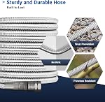 50 FT Tuyau de jardin en acier inoxydable – 304 Tuyau en métal lourd en acier, sans évier, résistant à la perforation, légèreté, raccords pivotants à fuites, 8-Pattern Buse pour jardin, jardin, nettoyage extérieur