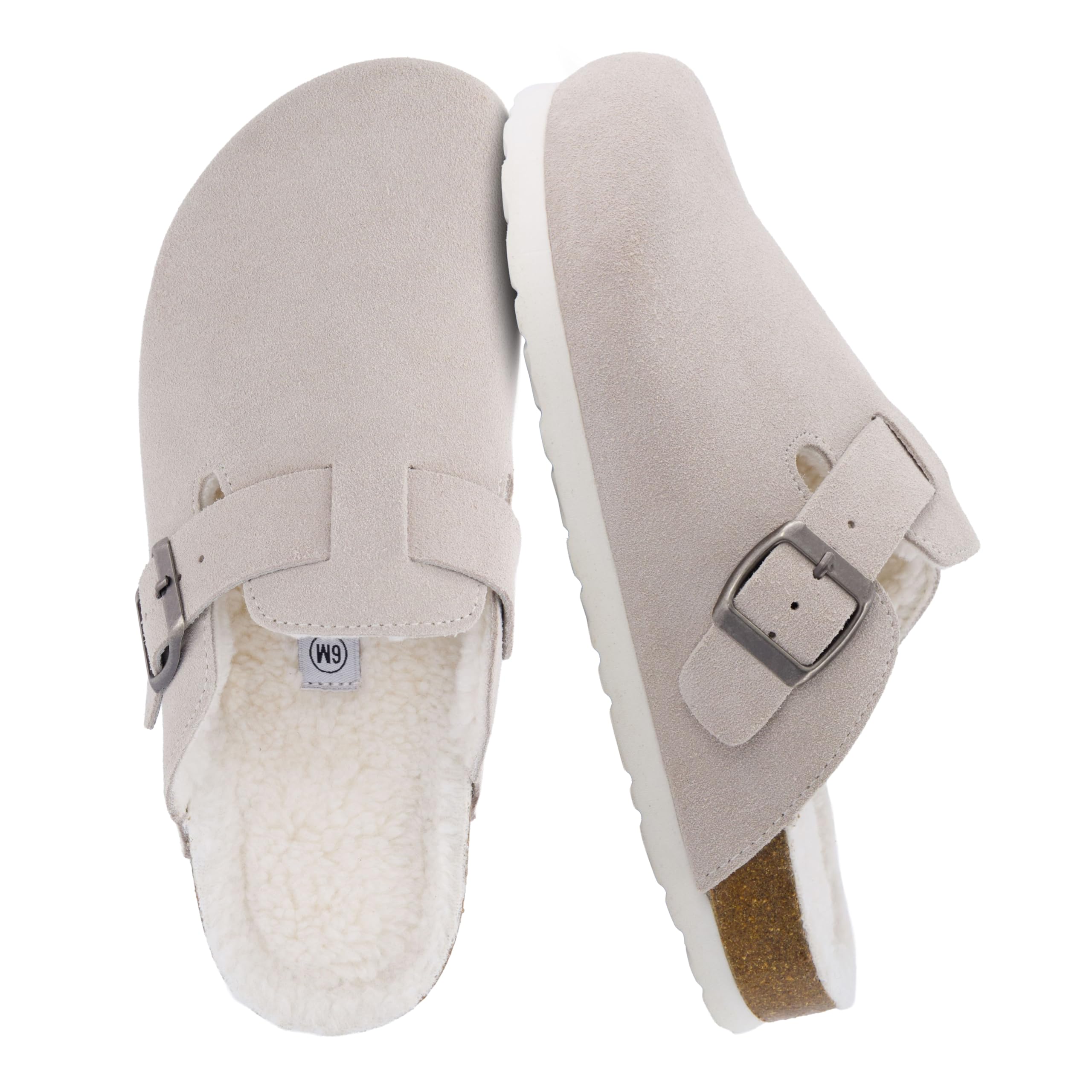 Women's Hana Cork Footbed Clog with Genuine Leather Upper, Faux Fur Lining, and +Comfort