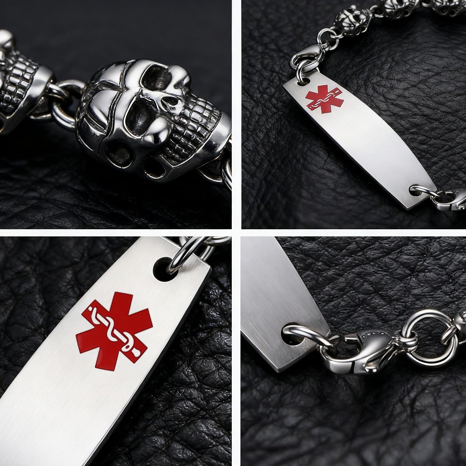 7.5"-9" Adjustable Medical alert bracelets for Women/Men Stainless steel Interchangeable Medical bracelets