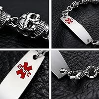 Vista 14 de Brazaletes de alerta médica ajustables de 7.5" a 9" para mujer/hombre, de acero inoxidable, intercambiables