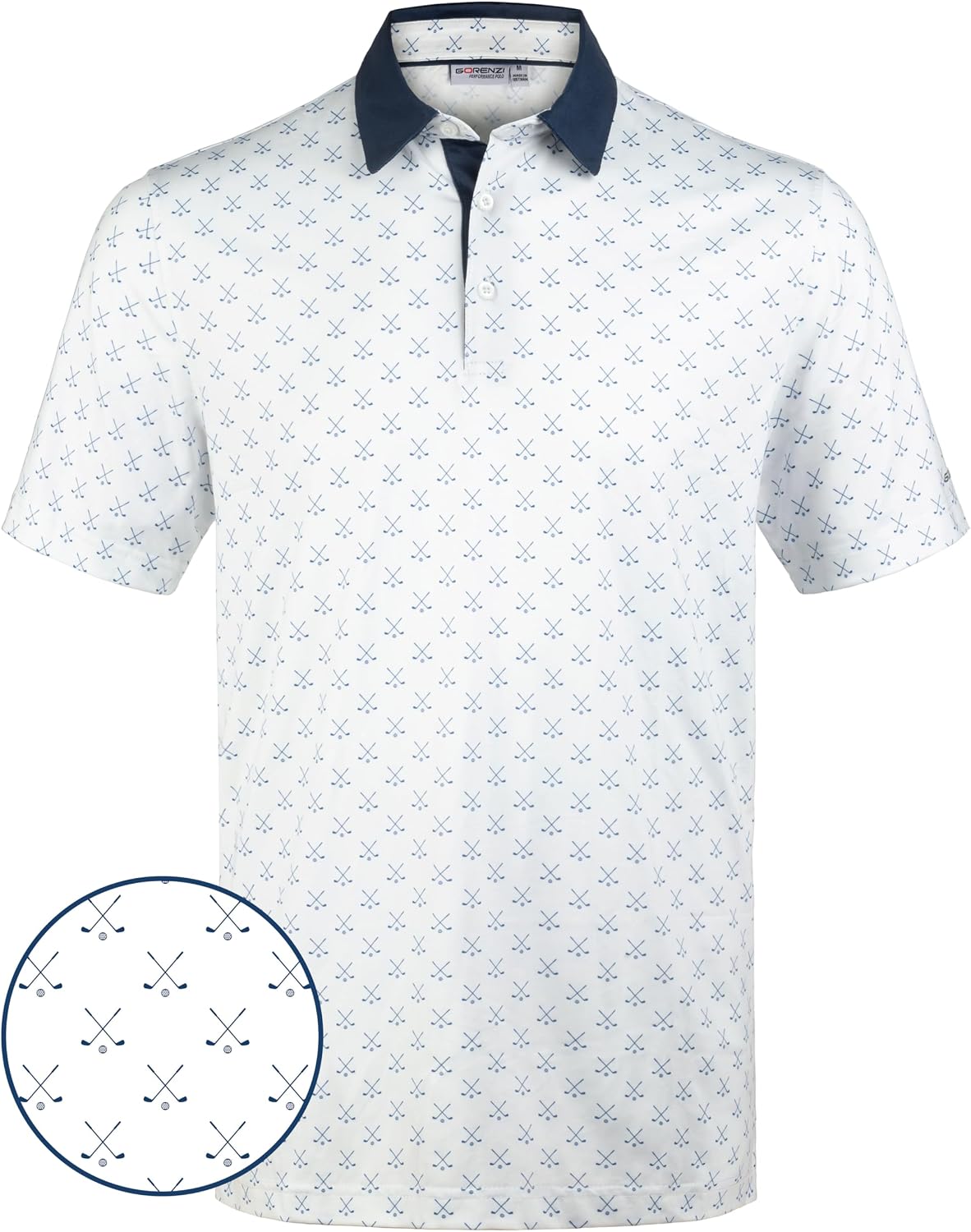 Men's Golf Shirts Short Sleeve Moisture Wicking Print Patterns Collared Performance Polo Golf Shirts for Men Dry Fit