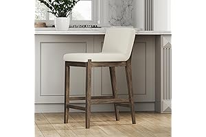 Nathan James Gracie Modern Counter Height Bar Stools with Neutral Upholstery and Solid Wood Legs