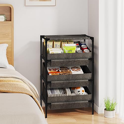 Miniatura 5 de Buzowruil Estantería de almacenamiento de 3 niveles, estante organizador de juguetes para el hogar, oficina, dormitorio, sala de estar, cocina,