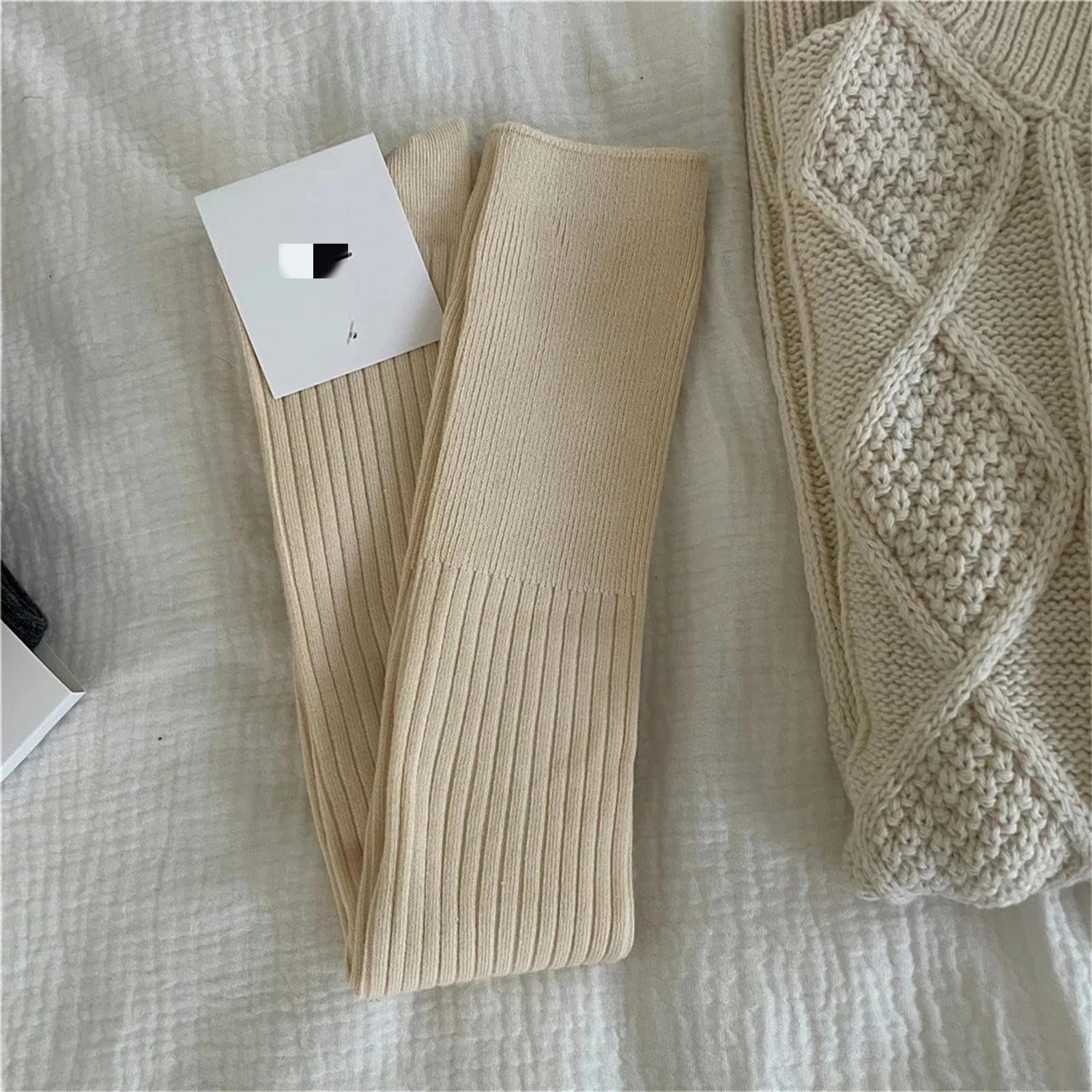 MdybF Calzini 4 Coppie Autunno Inverno A Colori Solidi Calze Ginocchine da Donna Calzini da Donna A Doppio Ago in Cotone Caldo Calzino Femminile
