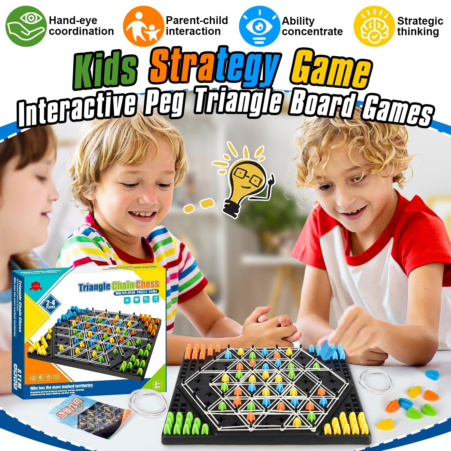 Chain Triangle Game, 2 Player Triangle Games, Triggle Rubber Chess Board Games for 2 Players, Triggle Board Game with Rubber Band - Image 3