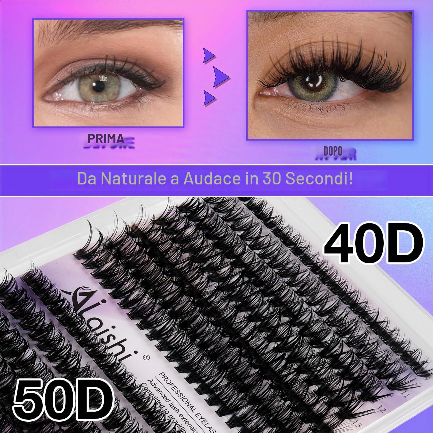 Ciuffetti Ciglia Finte Kit, 280 Extension Ciglia 9-16mm, 40D+50D Lash Cluster con Bond and Seal Pinzette er Uso Personale a Casa Ciglia a Grappolo Extension Ciglia Kit