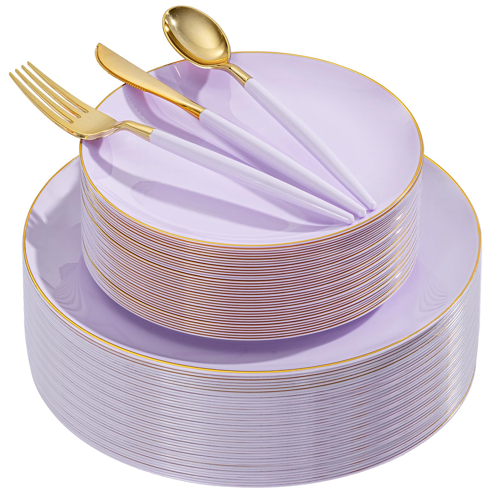 Gold Disposable Plates & Cutlery Set - Party Wedding -11