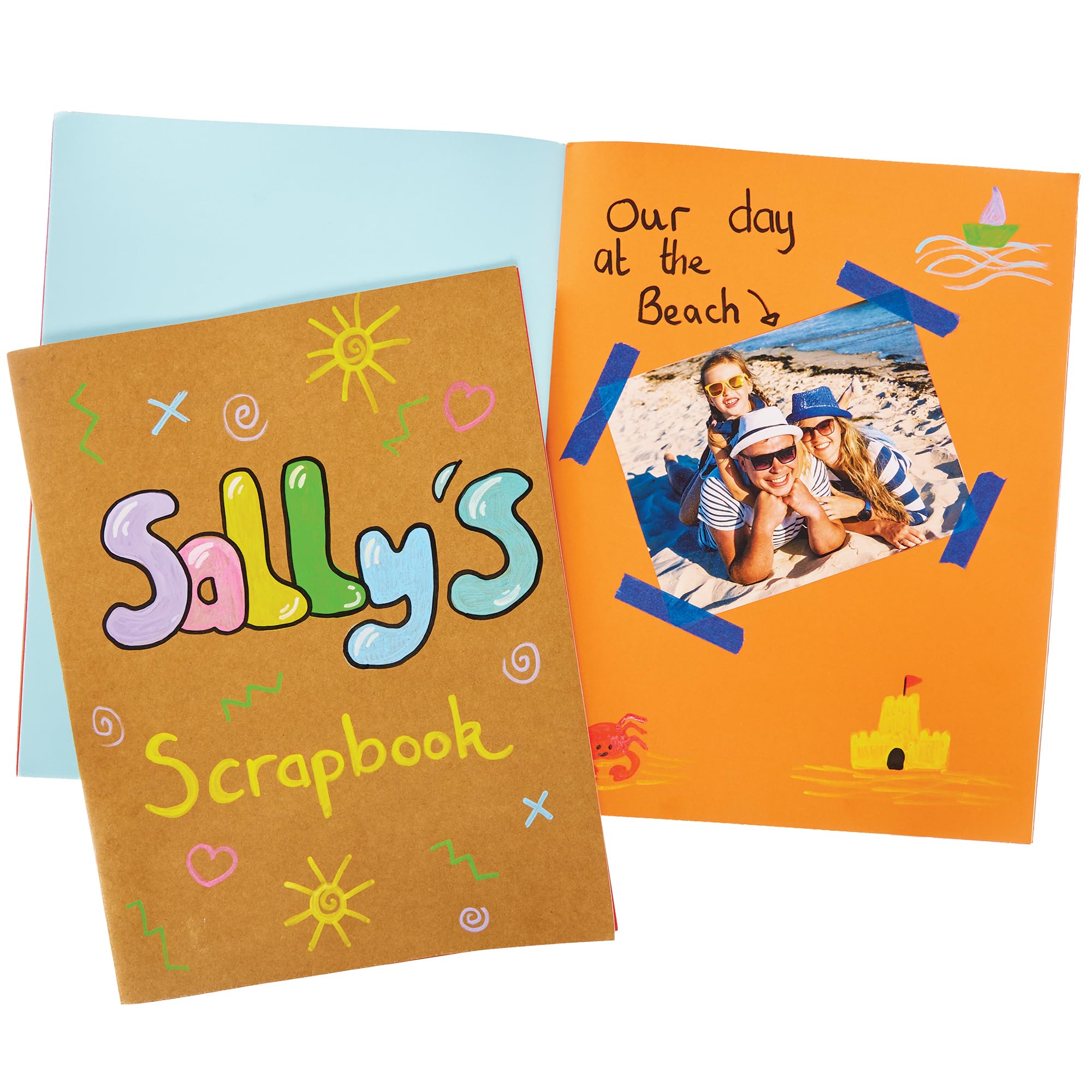 Baker Ross FN201 Kraft Brown Scrapbook - Pack of 3, Scrapbook for Kids and Adults, Drawing Pad for Schools, Drawing Paper