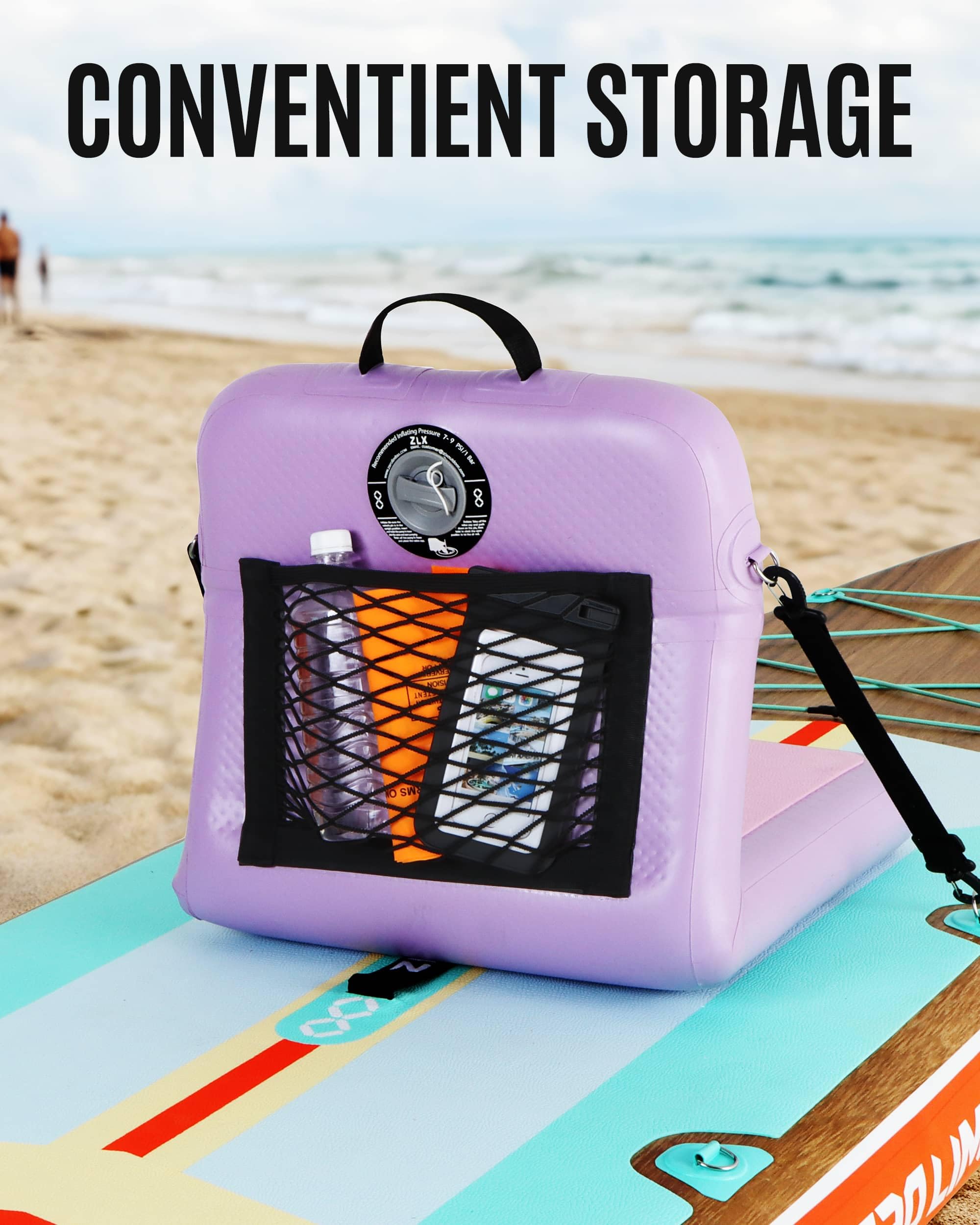 ZLX Asientos de Paddle Inflables con Soporte de Respaldo, Asientos Tabla Surf Portátiles con Bomba de Aire, Ergonómicos, Compatible con Canoa, Bote, Kayak
