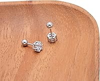 Vista 4 de Aretes de plata de ley 925 con diamante de imitación con circonita cúbica, cierre de rosca